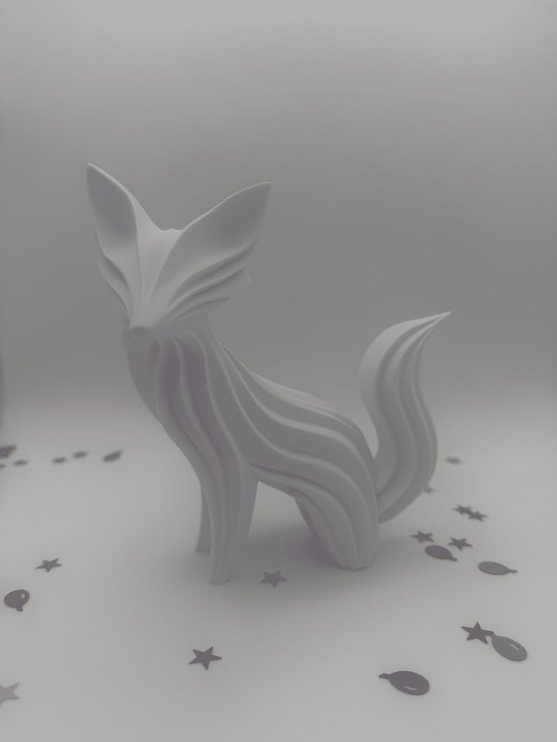Abstract Flowing Fox Sculpture – Modern Organic Wave Art 3D Print Decor