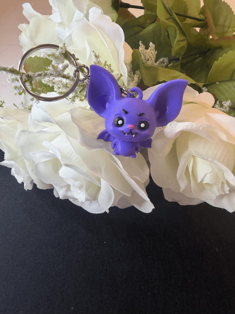 Cute Bat Character Keychain – 3D Printed PLA Charm