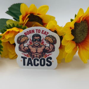 Funny Taco Gym Sticker Born to Eat Tacos Decal