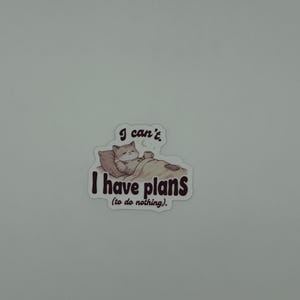 Lazy Cat Quote Vinyl Sticker I Have Plans