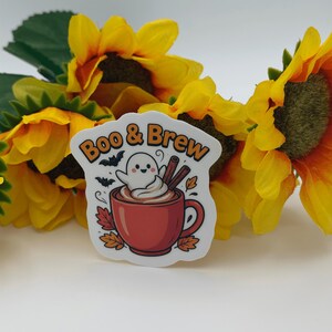 Boo and Brew Ghost Coffee Cup Sticker