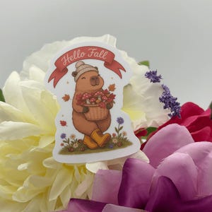Hello Fall Capybara Vinyl Sticker
