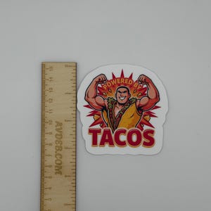 Funny Taco Vinyl Sticker - Powered By Tacos Die Cut Decal