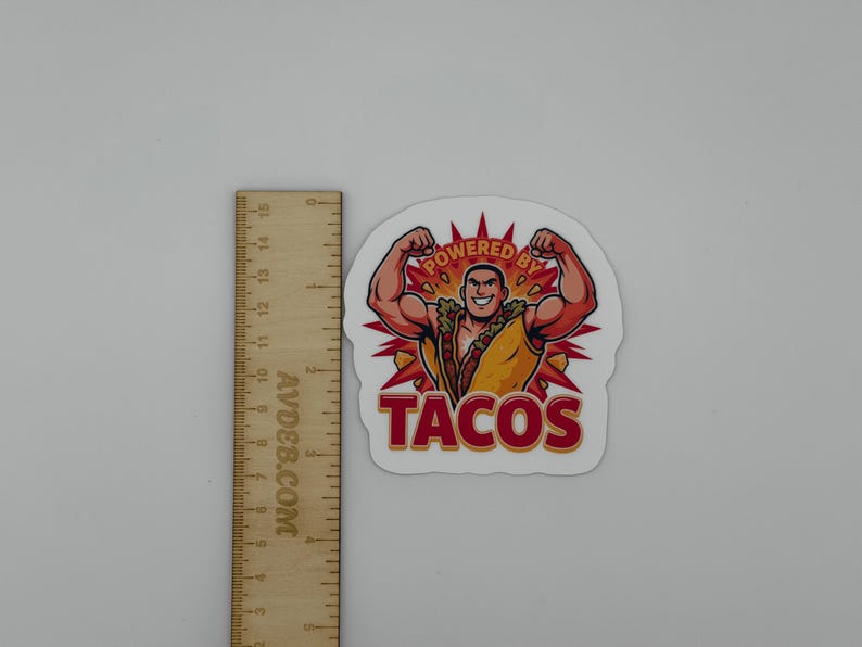 Funny Taco Vinyl Sticker - Powered By Tacos Die Cut Decal