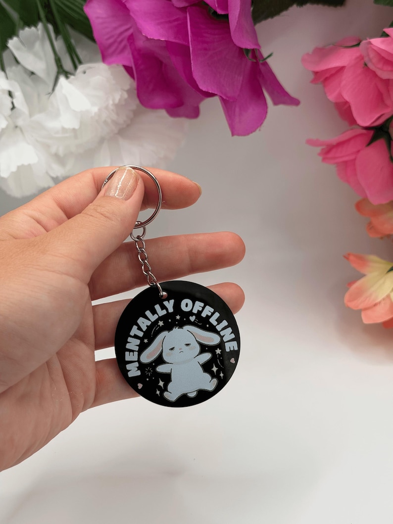 Mentally Offline Bunny Acrylic Keychain
