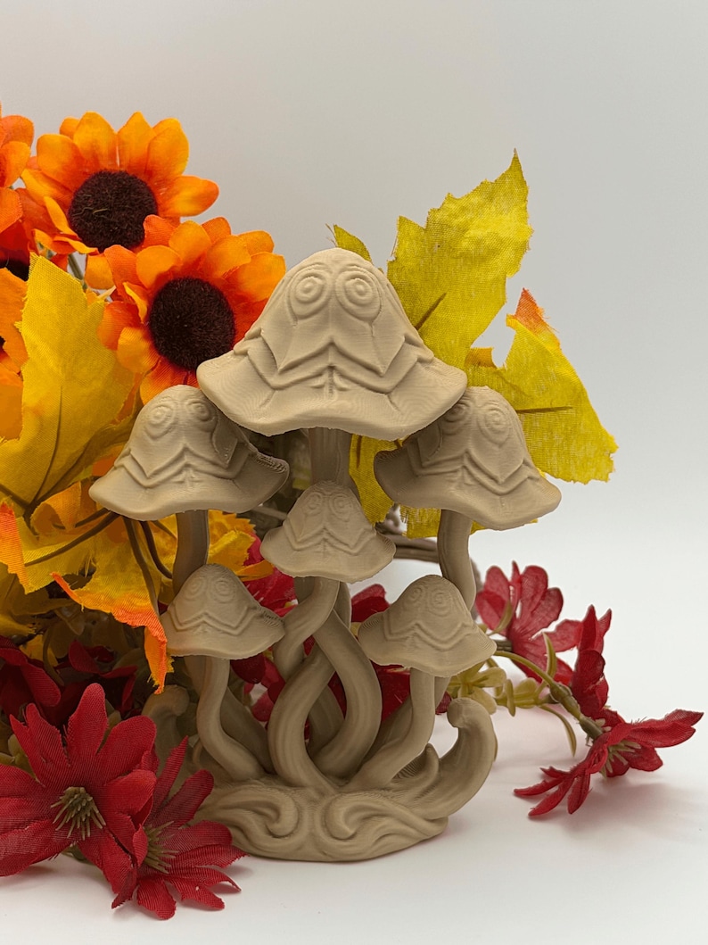 3D Printed Mushroom Cluster Sculpture – Enchanted Forest Art Deco Fantasy Decor