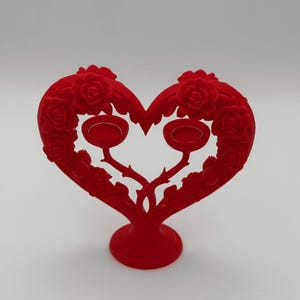 Heart Rose Ring Holder Stand for 2 Rings
