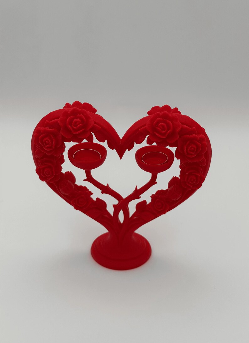 Heart Rose Ring Holder Stand for 2 Rings