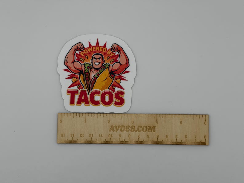 Funny Taco Vinyl Sticker - Powered By Tacos Die Cut Decal