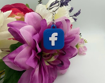 Facebook NFC Keychain | 3D Printed Key Ring | Social Media Gift | Tech Accessory | Blue PLA Keychain