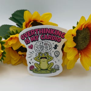 Overthinking Frog Vinyl Sticker Funny Anxiety Decal