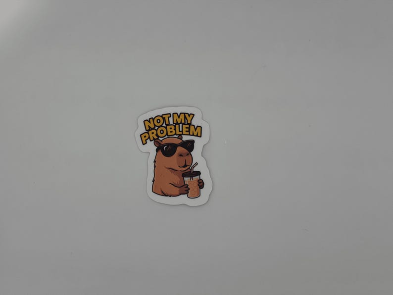 Funny Capybara Sticker Not My Problem Iced Coffee Decal