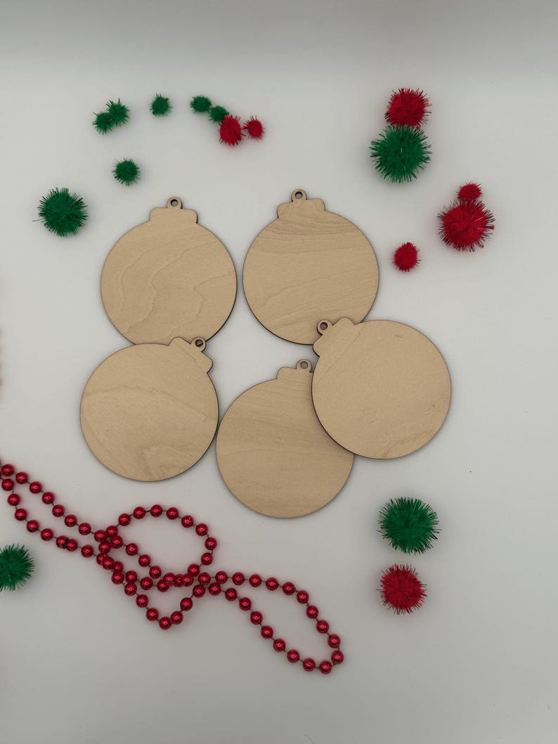 Unfinished Wood Round Christmas Ornament Blanks, DIY Craft Supplies, Holiday Decor