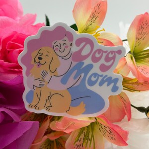 Pegatina de vinilo para mamás perrunas / Calcomanía para amantes del Golden Retriever en tonos pastel (7 cm x 6,5 cm) imagen 2