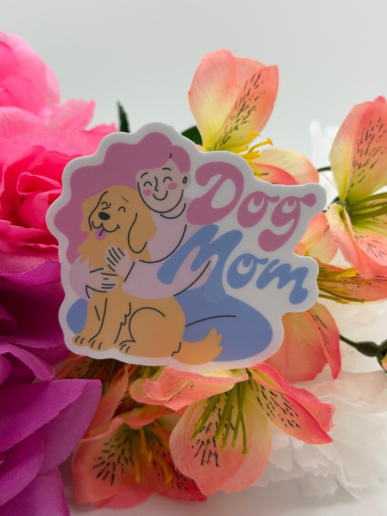 Pegatina de vinilo para mamás perrunas / Calcomanía para amantes del Golden Retriever en tonos pastel (7 cm x 6,5 cm) imagen 2