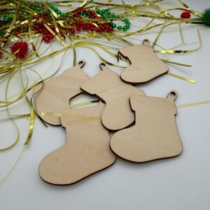 Unfinished Wood Stocking Ornaments, Christmas Craft, DIY Decor, Personalized Gifts