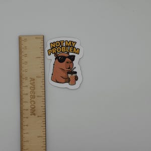Funny Capybara Sticker Not My Problem Iced Coffee Decal