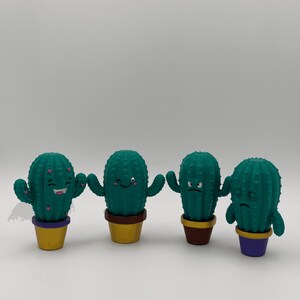 Cute Kawaii Cactus Figures 3D Printed Hand Painted Collection Mini Desk Decor