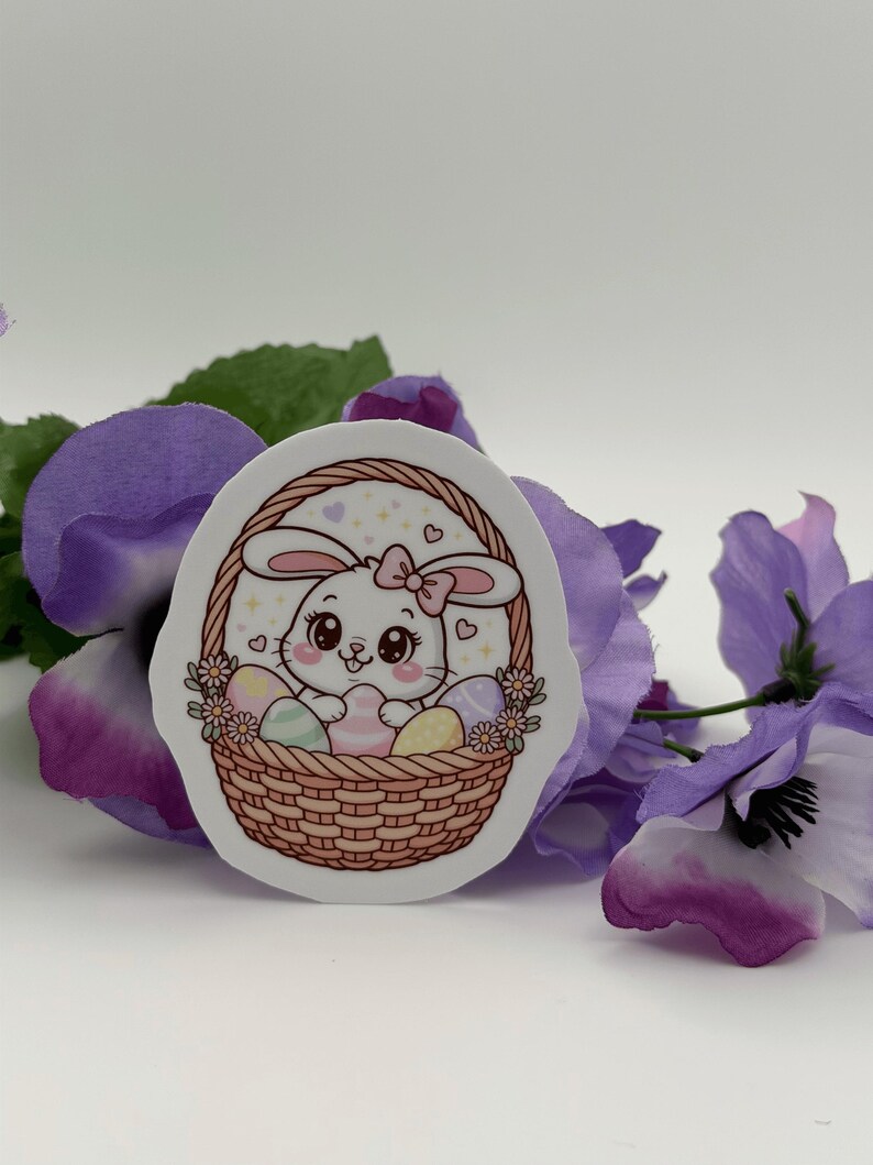 Cute Bunny in Easter Basket Vinyl Sticker