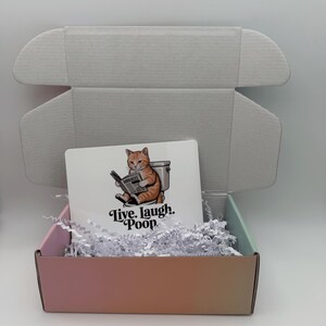 Funny Cat Bathroom Acrylic Sign - Live. Laugh. Poop.