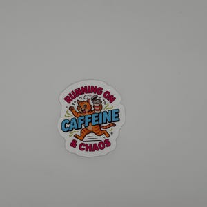 Funny Cat Caffeine Chaos Sticker