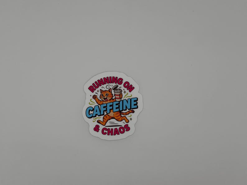 Funny Cat Caffeine Chaos Sticker