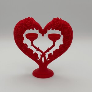Heart Rose Ring Holder Stand for 2 Rings