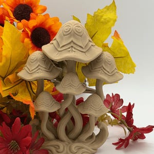 3D Printed Mushroom Cluster Sculpture – Enchanted Forest Art Deco Fantasy Decor