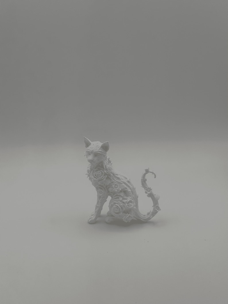 Floral White Cat Figurine 3D Printed Home Decor