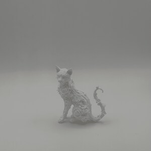 Floral White Cat Figurine 3D Printed Home Decor