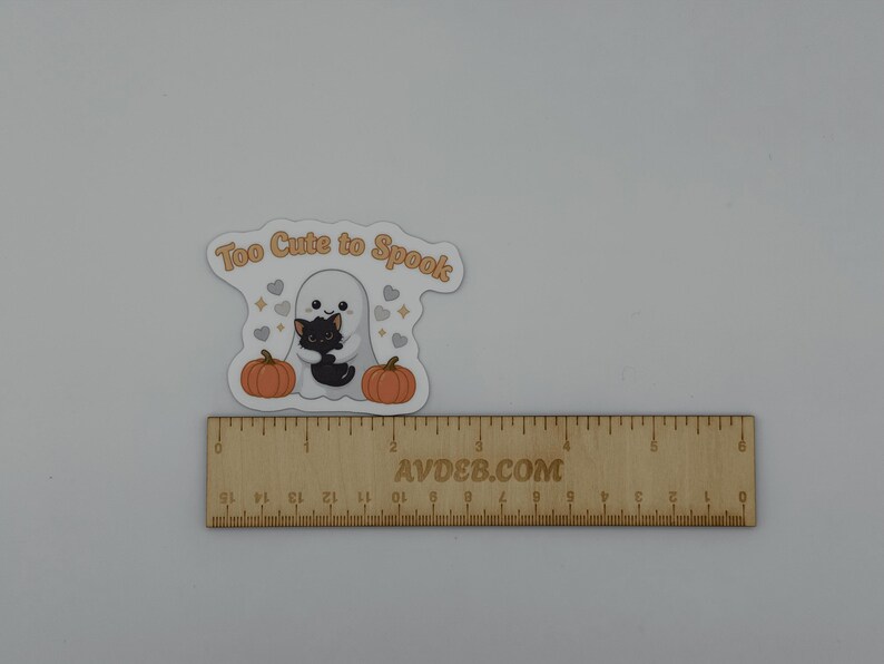 Kawaii Halloween Vinyl Sticker - Ghost Cat Too Cute to Spook
