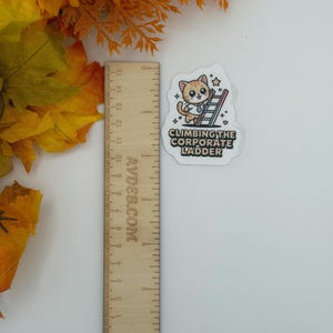 Cute Corporate Cat Climbing Ladder Vinyl Sticker