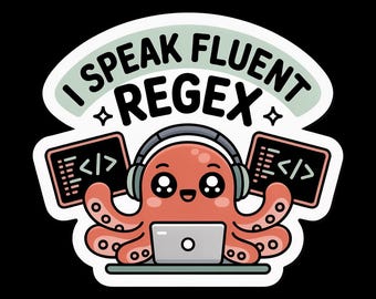 Regex Octopus Vinyl Sticker | Cute Coding Sticker | Programmer Gift | Kawaii Laptop Decal | Waterproof Vinyl
