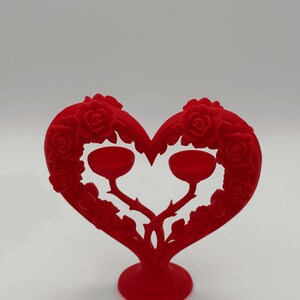 Heart Rose Ring Holder Stand for 2 Rings