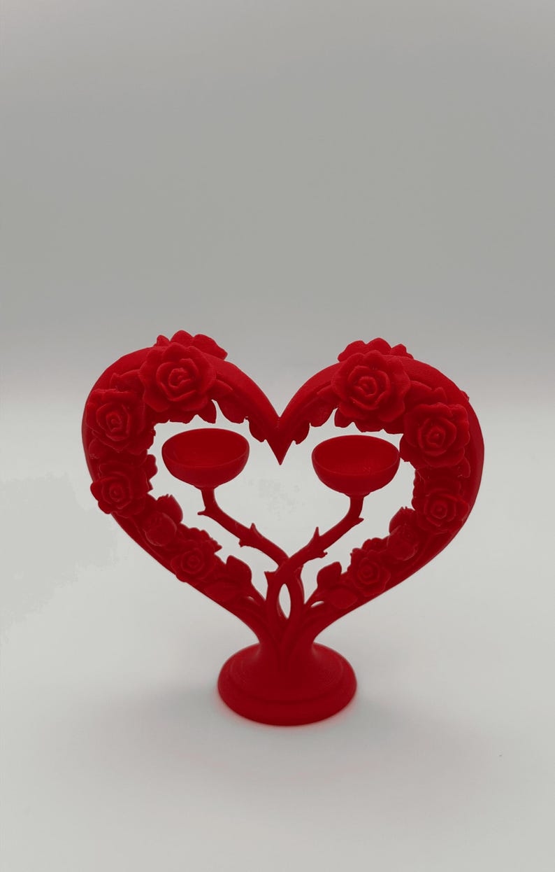 Heart Rose Ring Holder Stand for 2 Rings