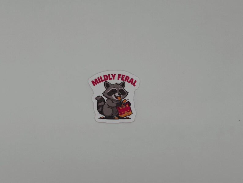 Mildly Feral Raccoon Vinyl Sticker | Cute Funny Die Cut Animal Decal