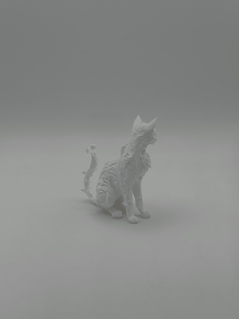 Floral White Cat Figurine 3D Printed Home Decor