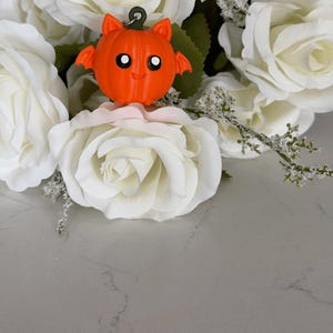 Cute Pumpkin Bat Keychain 3D Printed PLA Charm