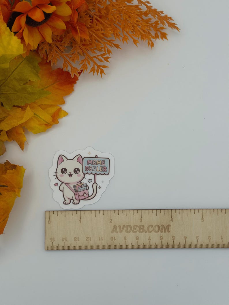 Cute Meme Dealer Cat Vinyl Sticker