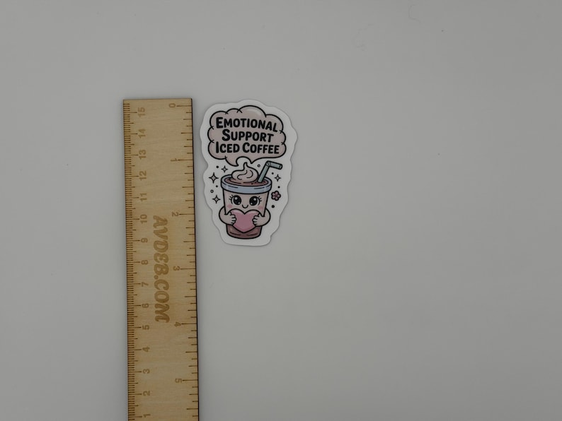 Emotional Support Iced Coffee Sticker | Kawaii Vinyl Decal, Waterproof Laptop Sticker image 4