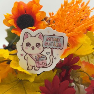 Cute Meme Dealer Cat Vinyl Sticker