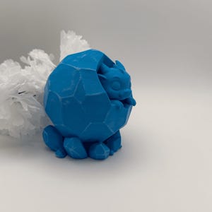 Blue Crystal Dragon 3D Printed Figure, Fantasy Dragon Decor, PLA Sculpture