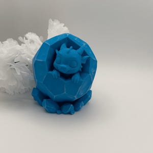 Blue Crystal Dragon 3D Printed Figure, Fantasy Dragon Decor, PLA Sculpture