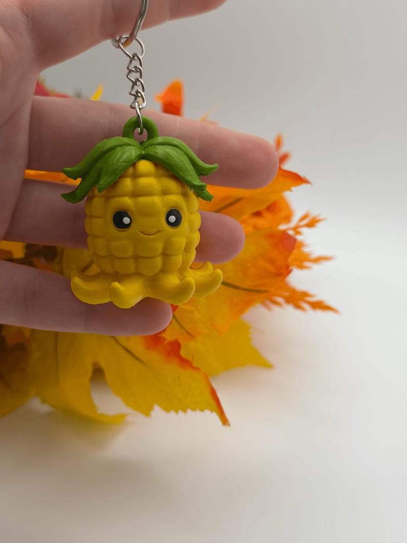 Kawaii Corn Octopus Keychain – 3D Printed Cute Octopus Charm