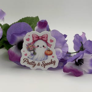 Cute Ghost Vinyl Sticker - Kawaii Halloween Pastel Pretty and Spooky