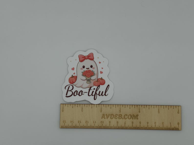 Cute Boo-tiful Ghost Sticker with Pumpkins