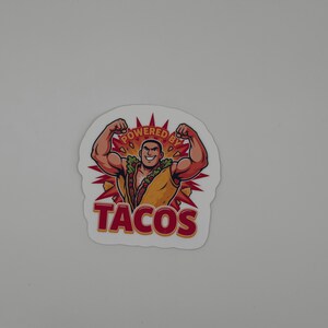 Funny Taco Vinyl Sticker - Powered By Tacos Die Cut Decal