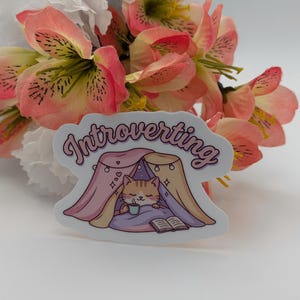 Introverting Cat Vinyl Sticker