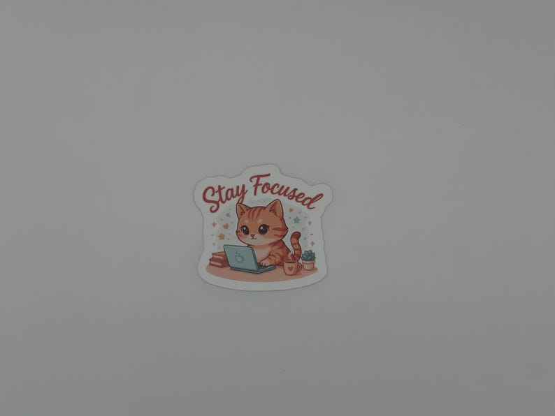 Stay Focused Cat Vinyl Sticker