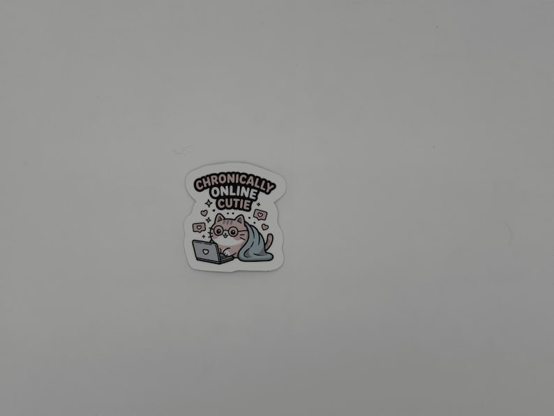 Chronically Online Cutie Cat Laptop Sticker